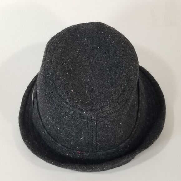Ben Sherman Hipster Style Fedora Hat Mens S/M Dark Gray Wool Blend Tweed - Picture 4 of 6